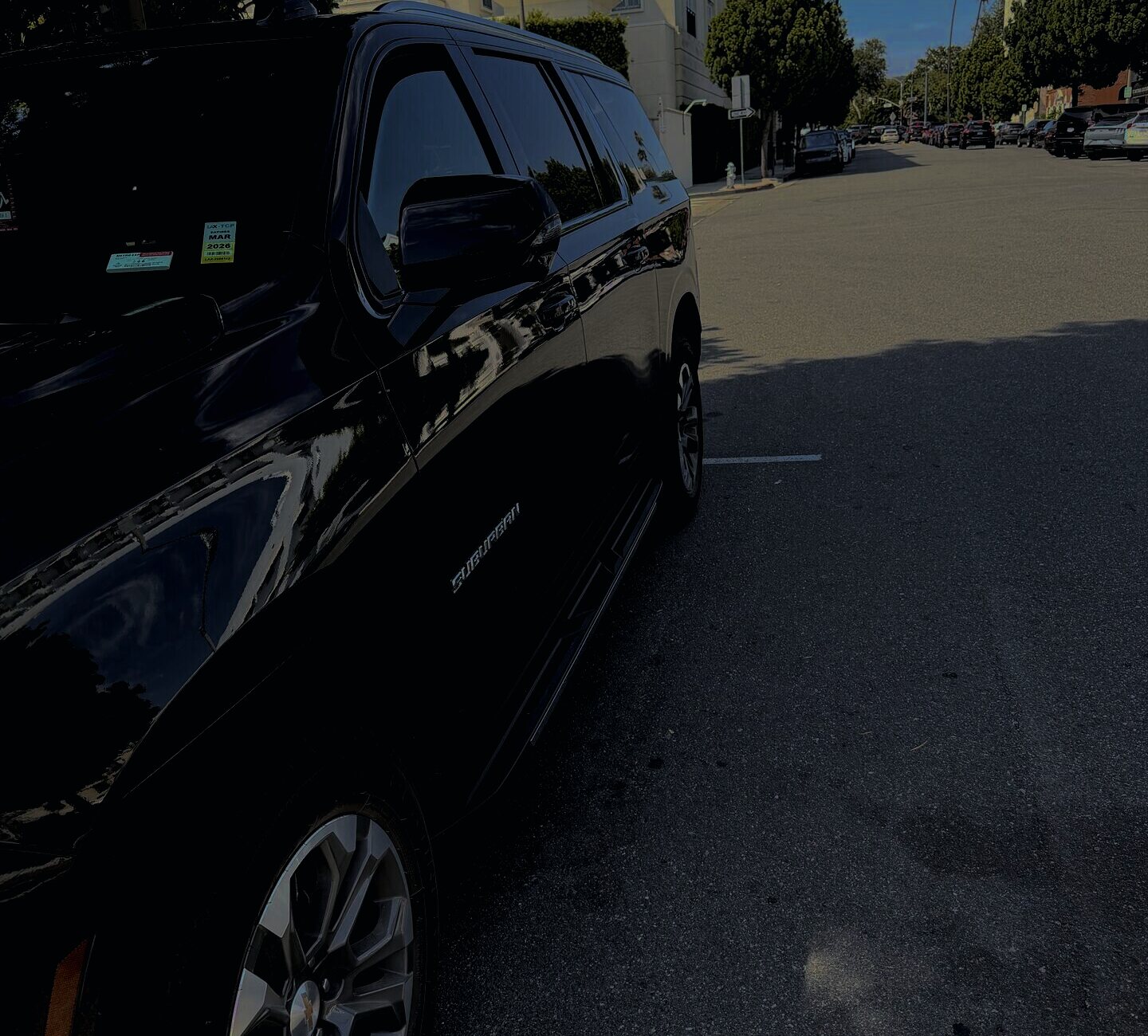 Black 2026 Chevrolet Suburban on a Los Angeles street